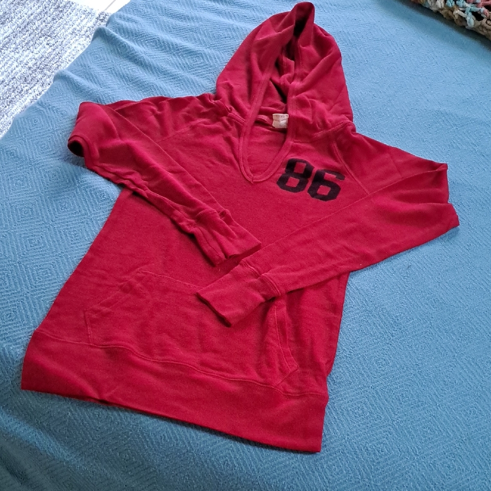 PINK Victoria's Secret Red Knit Hooded Top